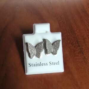 Silver Butterfly Stainless Steel Earrings